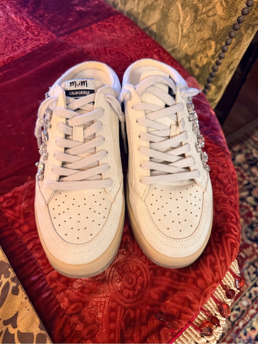 Mi.iM Cream Crystal-Embellished Platform Sneakers - Picture 7 of 7